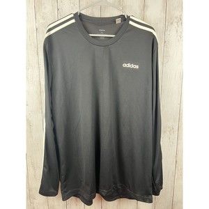 Adidas Climalite Mens Size XL Black Long Sleeve with White Stripes Shirt